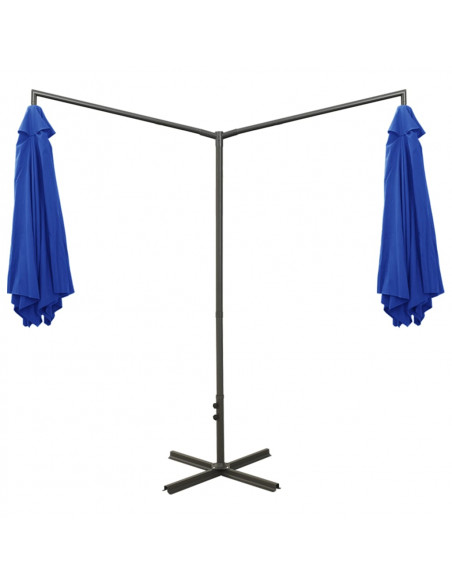Ombrellone Doppio con Palo in Acciaio Azzurro 600 cm