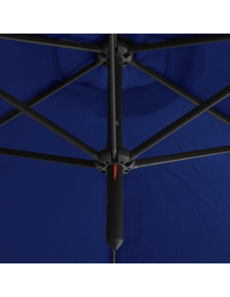 Ombrellone Doppio con Palo in Acciaio Azzurro 600 cm