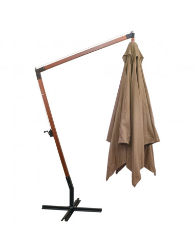 Ombrellone a Sbalzo Grigio Talpa 3x3 m Palo in Abete Massello