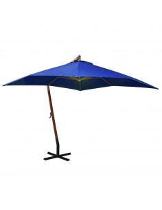 Ombrellone a Sbalzo Azzurro 3x3 m Palo in Abete Massello 2