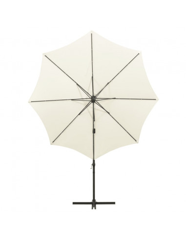 Ombrellone a Sbalzo con Palo e Luci a LED Sabbia 300 cm