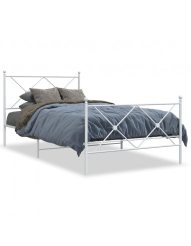 Giroletto con Testiera e Pediera Metallo Bianco 107x203 cm