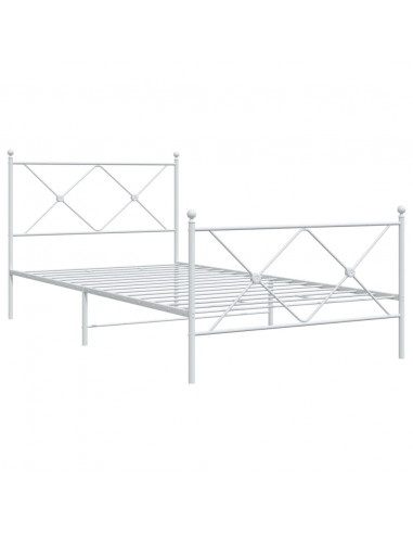 Giroletto con Testiera e Pediera Metallo Bianco 107x203 cm