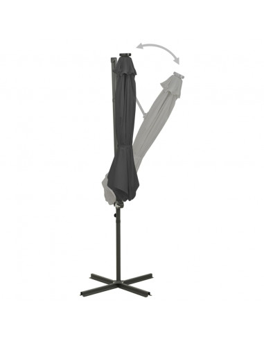 Ombrellone a Sbalzo con Palo e Luci a LED Antracite 300 cm