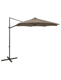 Ombrellone a Sbalzo con Palo e Luci a LED Tortora 300 cm 2