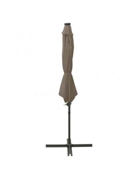 Ombrellone a Sbalzo con Palo e Luci a LED Tortora 300 cm