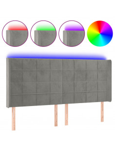 Testiera a LED Grigio Chiaro 203x16x118/128 cm in Velluto 2