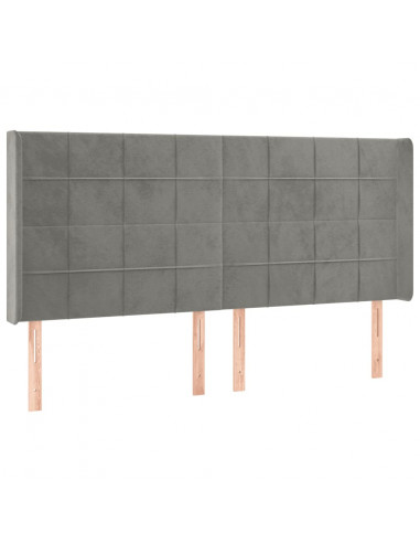 Testiera a LED Grigio Chiaro 203x16x118/128 cm in Velluto