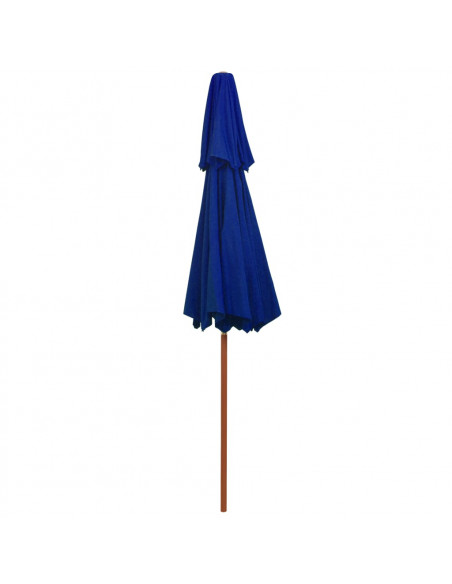 Ombrellone a Due Livelli con Palo in Legno 270 cm Blu