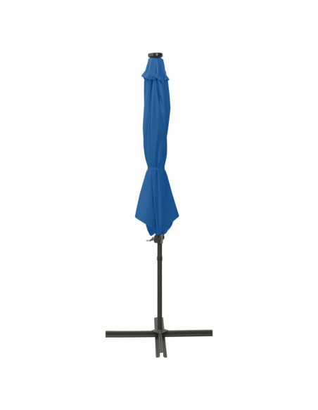 Ombrellone a Sbalzo con Palo e Luci a LED Azzurro 300 cm