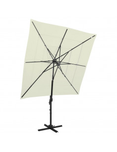 Ombrellone a 4 Livelli con Palo in Alluminio Sabbia 250x250 cm 2