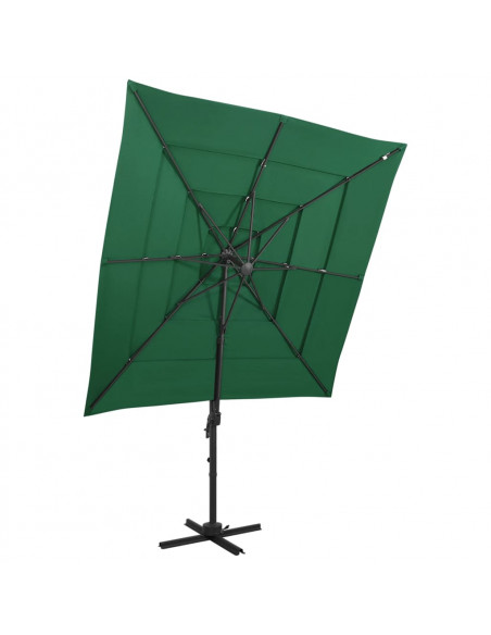 Ombrellone a 4 Livelli con Palo in Alluminio Verde 250x250 cm