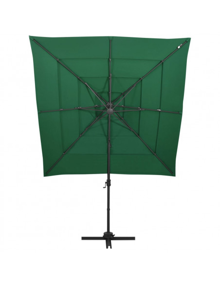Ombrellone a 4 Livelli con Palo in Alluminio Verde 250x250 cm