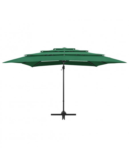 Ombrellone a 4 Livelli con Palo in Alluminio Verde 250x250 cm