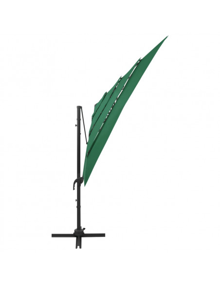 Ombrellone a 4 Livelli con Palo in Alluminio Verde 250x250 cm