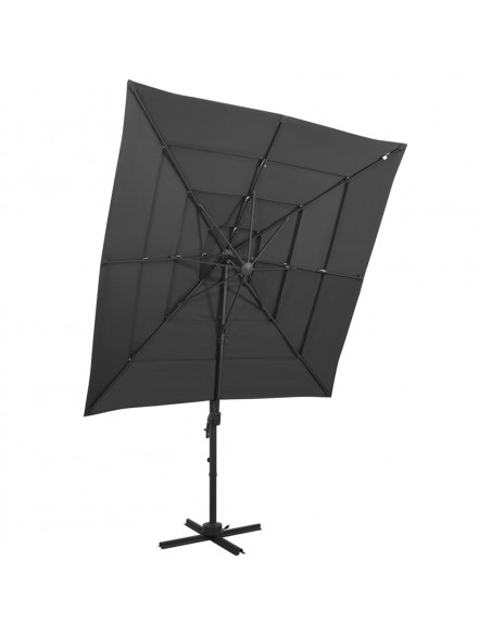 Ombrellone a 4 Livelli Palo in Alluminio Antracite 250x250 cm