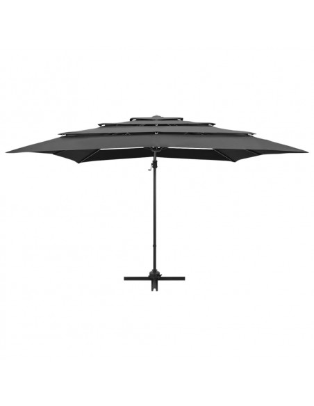 Ombrellone a 4 Livelli Palo in Alluminio Antracite 250x250 cm