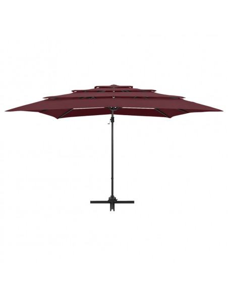 Ombrellone a 4 Livelli Palo in Alluminio Rosso Bordò 250x250 m