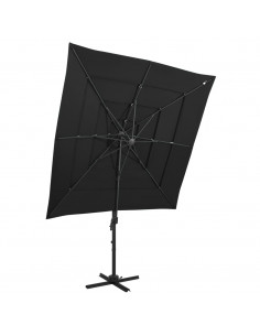 Ombrellone a 4 Livelli con Palo in Alluminio Nero 250x250 cm 2