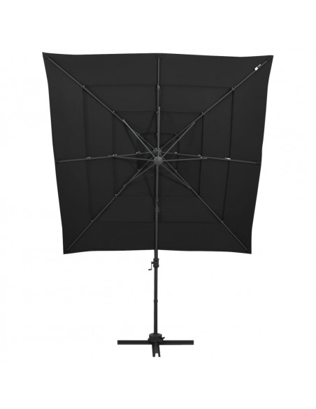 Ombrellone a 4 Livelli con Palo in Alluminio Nero 250x250 cm