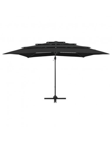 Ombrellone a 4 Livelli con Palo in Alluminio Nero 250x250 cm
