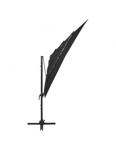 Ombrellone a 4 Livelli con Palo in Alluminio Nero 250x250 cm
