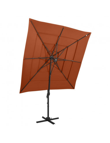 Ombrellone a 4 Livelli Palo in Alluminio Terracotta 250x250 cm