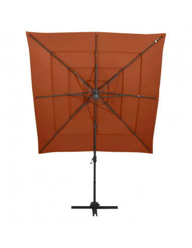 Ombrellone a 4 Livelli Palo in Alluminio Terracotta 250x250 cm
