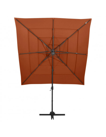 Ombrellone a 4 Livelli Palo in Alluminio Terracotta 250x250 cm
