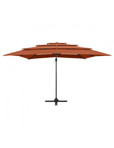 Ombrellone a 4 Livelli Palo in Alluminio Terracotta 250x250 cm