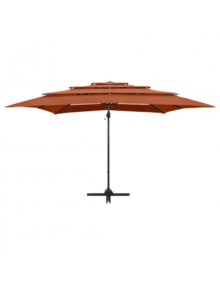 Ombrellone a 4 Livelli Palo in Alluminio Terracotta 250x250 cm