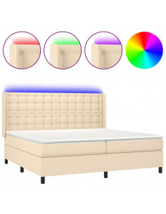 Letto a Molle Materasso e LED bianco 200x200cm in Tessuto 2