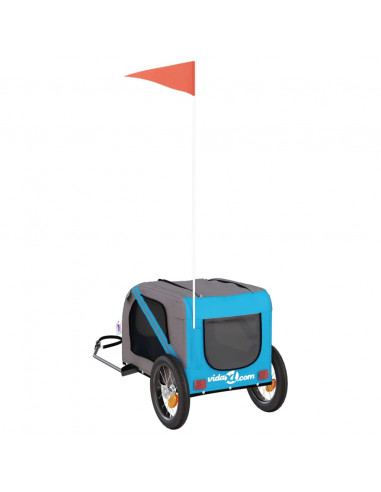 Rimorchio da Bici per Animali Blu e Grigio Oxford e Ferro