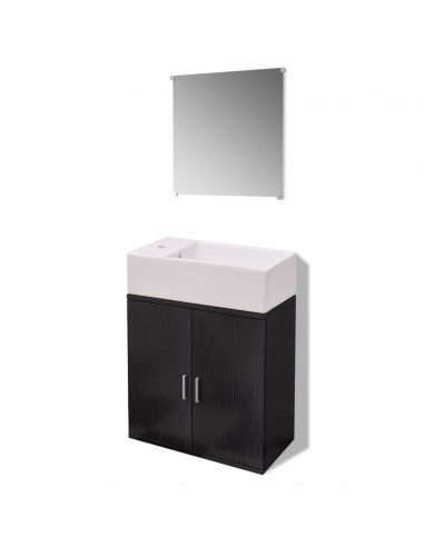 Set Mobili da Bagno con Lavabo 3 pz Nero