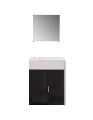 Set Mobili da Bagno con Lavabo 3 pz Nero