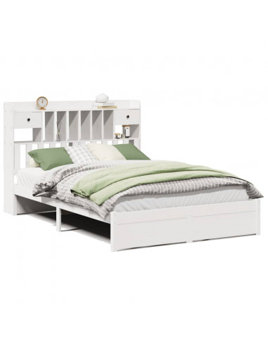 Letto Libreria senza Materasso Bianco 150x200 cm Legno di Pino