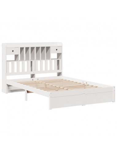 Letto Libreria senza Materasso Bianco 150x200 cm Legno di Pino