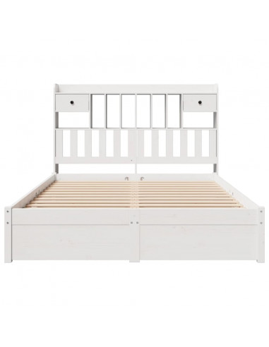 Letto Libreria senza Materasso Bianco 150x200 cm Legno di Pino