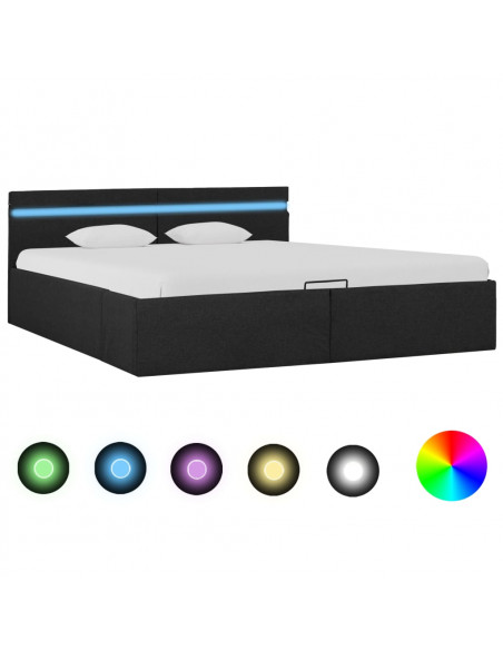 Giroletto con Contenitore e LED Grigio Scuro Tessuto 100x200 cm