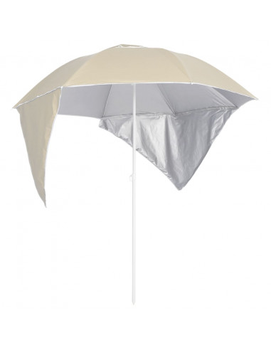 Ombrellone da Spiaggia con Teli Laterali Sabbia 215 cm