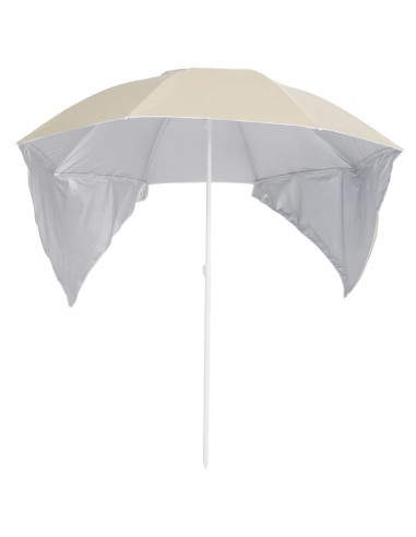 Ombrellone da Spiaggia con Teli Laterali Sabbia 215 cm