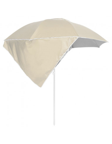 Ombrellone da Spiaggia con Teli Laterali Sabbia 215 cm