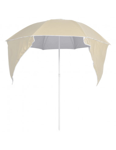 Ombrellone da Spiaggia con Teli Laterali Sabbia 215 cm