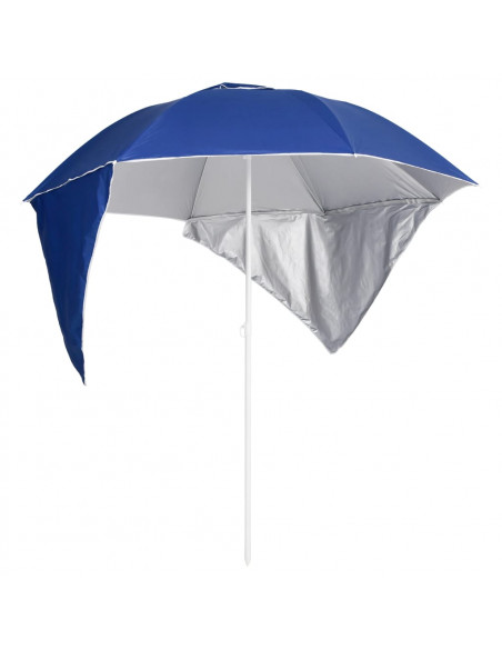 Ombrellone da Spiaggia con Teli Laterali Blu 215 cm