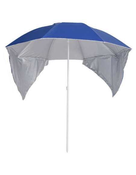 Ombrellone da Spiaggia con Teli Laterali Blu 215 cm