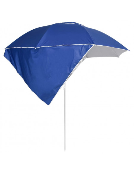 Ombrellone da Spiaggia con Teli Laterali Blu 215 cm