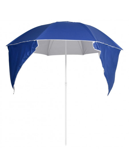 Ombrellone da Spiaggia con Teli Laterali Blu 215 cm