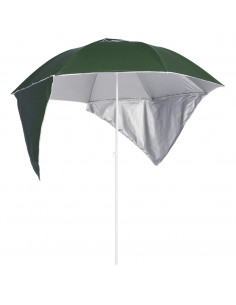 Ombrellone da Spiaggia con Teli Laterali Verde 215 cm 2
