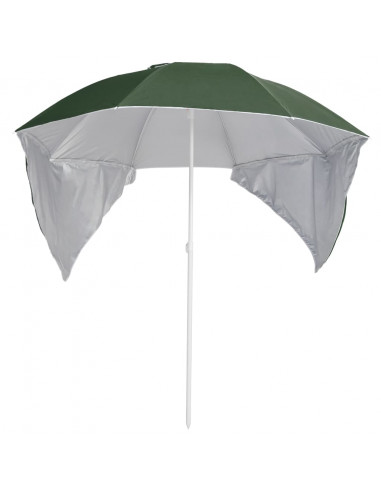 Ombrellone da Spiaggia con Teli Laterali Verde 215 cm