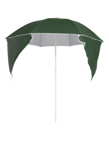 Ombrellone da Spiaggia con Teli Laterali Verde 215 cm